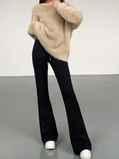 Minimalist Fuzzy Pullover Sweater Sweater Tops|Sweaters & Cardigans