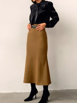 Outlet Minimalist Plain Skirt Without Belt Skirts|Bottoms