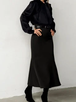 Outlet Minimalist Plain Skirt Without Belt Skirts|Bottoms