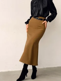 New Minimalist Plain Skirt Without Belt Skirts|Bottoms
