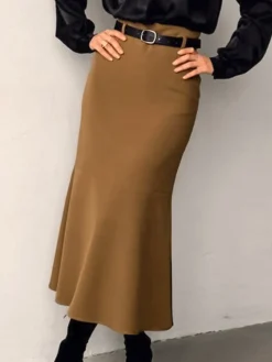 New Minimalist Plain Skirt Without Belt Skirts|Bottoms