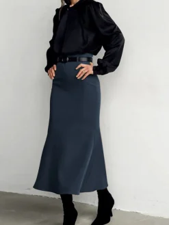 New Minimalist Plain Skirt Without Belt Skirts|Bottoms