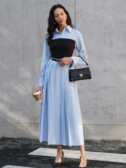 Online Minimalist Pleated Skirt Without Belt Skirts|Matching Sets