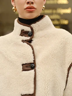 Sale Minky Contrast Piping Fleece Jacket Outerwear|Jackets