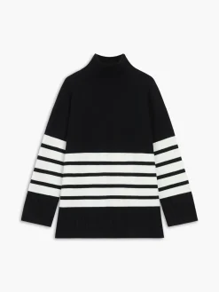 Hot Miss Paris Mock Neck Stripe Sweater Sweater Tops|Sweaters & Cardigans
