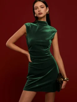 Best Mock Neck Sleeveless Velvet Dress Dresses