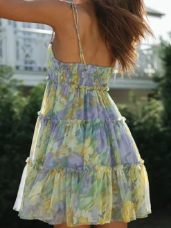Hot Multi Floral Short Layered Cami Dress Casual Dresses|Floral Dresses