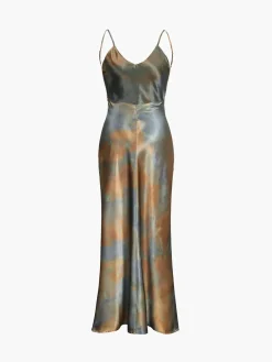 Outlet Neptune Satin Open Back Long Dress Casual Dresses|Summer Dresses
