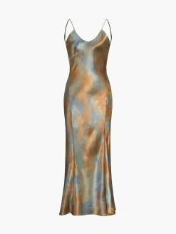 Clearance Neptune Satin Open Back Long Dress Casual Dresses|Summer Dresses