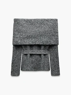 Best Off-Shoulder Belted Sweater Sweater Tops|Sweaters & Cardigans