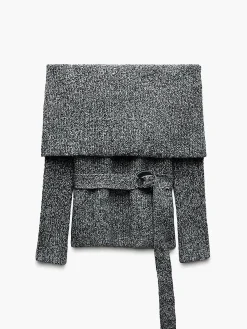 Hot Off-Shoulder Belted Sweater Sweater Tops|Sweaters & Cardigans
