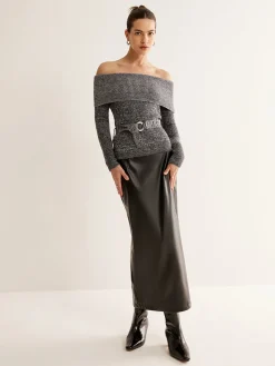 Hot Off-Shoulder Belted Sweater Sweater Tops|Sweaters & Cardigans