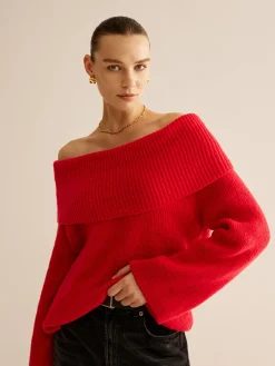 Outlet Off-Shoulder Ribbed Sweater Sweater Tops|Sweaters & Cardigans