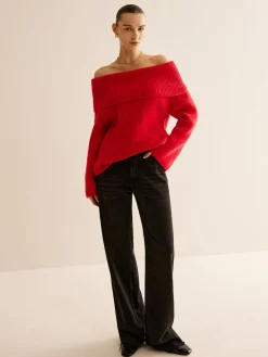 Outlet Off-Shoulder Ribbed Sweater Sweater Tops|Sweaters & Cardigans