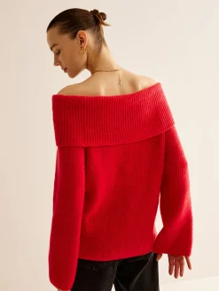 Sale Off-Shoulder Ribbed Sweater Sweater Tops|Sweaters & Cardigans
