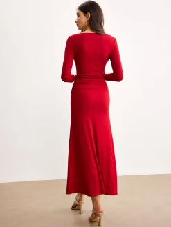 Outlet Off-Shoulder Ruffle Knit Dress Sweater Dresses|Casual Dresses