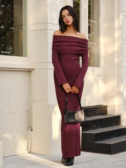 Outlet Off-Shoulder Sweater Skinny Dress Sweater Dresses|Sweater Dresses