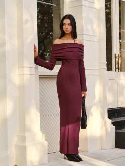 Outlet Off-Shoulder Sweater Skinny Dress Sweater Dresses|Sweater Dresses