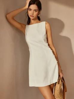 Discount O-Ring Cutout Sleeveless Dress White Dresses|Black Dresses