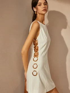 Online O-Ring Cutout Sleeveless Dress Casual Dresses|Work Dresses
