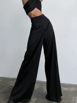 Clearance Oversized Satin Wide Leg Dress Pants Wide Leg|Pants