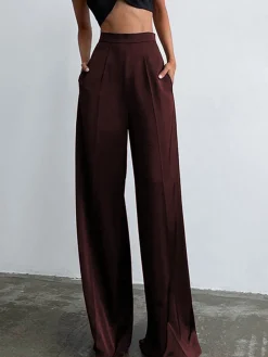 Sale Oversized Satin Wide Leg Dress Pants Wide Leg|Pants