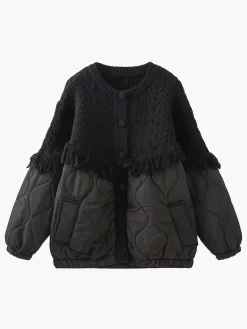 Discount Patchwork Cable Knit Quilted Coat Outerwear|Coats