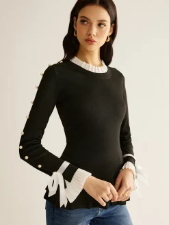 Sale Pearl Decor Panel Pleated Blouse Blouses & Shirts|Tops