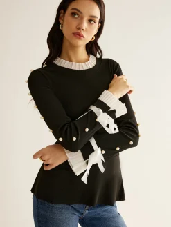 Sale Pearl Decor Panel Pleated Blouse Blouses & Shirts|Tops