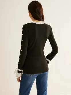 Sale Pearl Decor Panel Pleated Blouse Blouses & Shirts|Tops