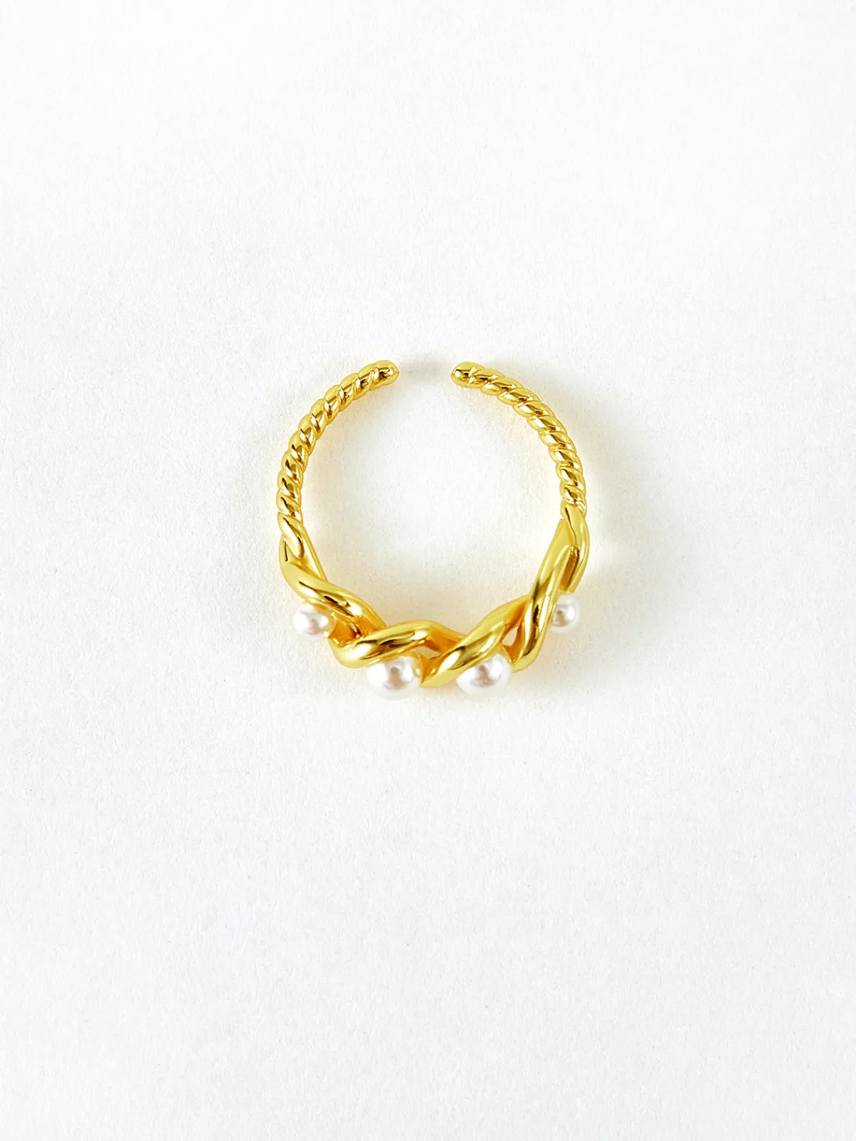 Pearl Decor Twist Open Ring Rings & Bracelets|Accessories