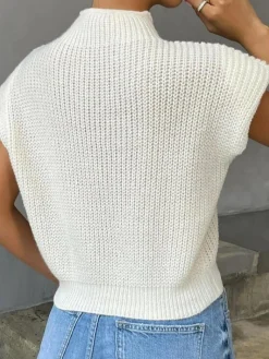 Hot Plain Cap Sleeve Sweater Vest Sweater Vests|Sweaters & Cardigans
