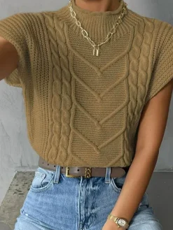 Hot Plain Cap Sleeve Sweater Vest Sweater Vests|Sweaters & Cardigans