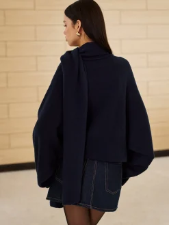 Discount Plain Loose Sweater With Scarf Sweater Tops|Sweaters & Cardigans