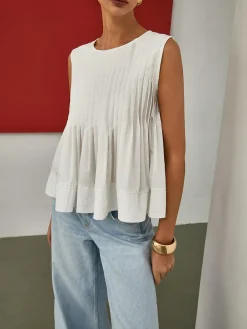 Outlet Pleated Peplum Sleeveless Blouse Blouses & Shirts|Tops