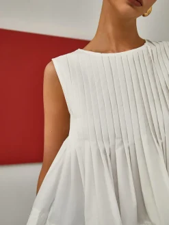 Outlet Pleated Peplum Sleeveless Blouse Blouses & Shirts|Tops