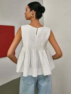 Outlet Pleated Peplum Sleeveless Blouse Blouses & Shirts|Tops