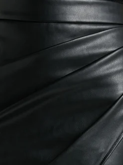 New Pleated Split PU Leather Skirt Skirts|Bottoms