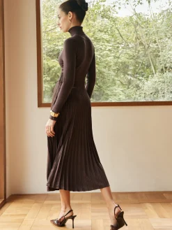 Discount Pleated Suede Skirt Skirts|Bottoms