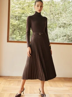 Hot Pleated Suede Skirt Skirts|Bottoms