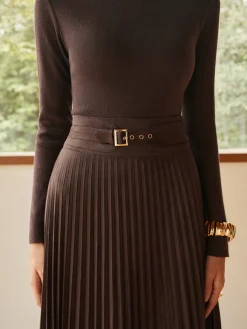 Hot Pleated Suede Skirt Skirts|Bottoms
