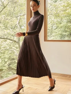 Hot Pleated Suede Skirt Skirts|Bottoms