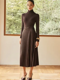 Hot Pleated Suede Skirt Skirts|Bottoms