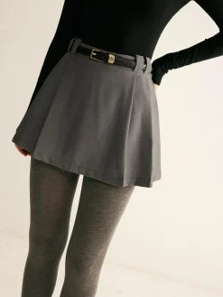 Pleated Suit Mini Skirt Without Belt Skirts|Bottoms