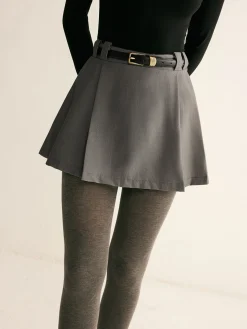 New Pleated Suit Mini Skirt Without Belt Skirts|Bottoms
