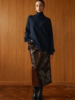 New Pocket Split Faux Leather Skirt Skirts|Bottoms