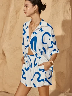 Hot Print Drawstring Shift Shorts Set Shorts Sets|Shorts