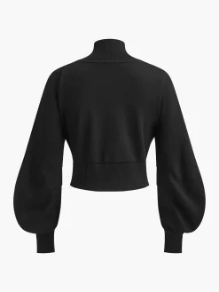 Outlet Puff-Sleeve Denim Panel Slim Jacket Outerwear|Jackets