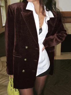 Online Retro Velvet Blazer Outerwear|Blazers