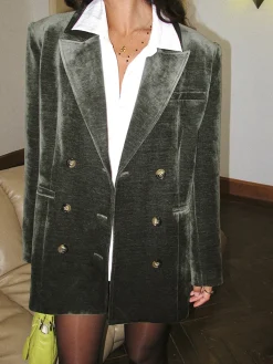 Online Retro Velvet Blazer Outerwear|Blazers